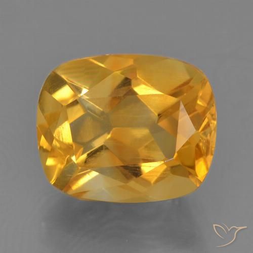 2.76ct Natural Dorado naranja intenso Citrino, Forma Cojín, VS