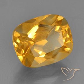 Citrino Dorado naranja intenso natural de 2.76 ct, Forma Cojín, VS