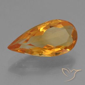 Citrino Dorado naranja intenso natural de 2.33 ct, En forma de pera, VVS-VS