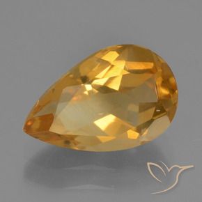 Citrino Dorado naranja intenso natural de 2.42 ct, En forma de pera, VS