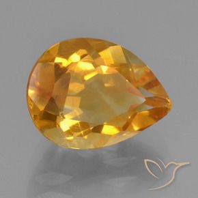 Citrino Dorado naranja intenso natural de 2.63 ct, En forma de pera, VS