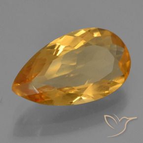 Citrino Dorado naranja intenso natural de 2.36 ct, En forma de pera, VVS-VS