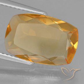 Citrino Dorado naranja intenso natural de 3.55 ct, Forma Cojín, VVS-VS
