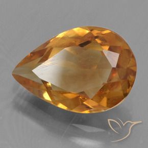 Citrino Dorado naranja intenso natural de 2.06 ct, En forma de pera, VS