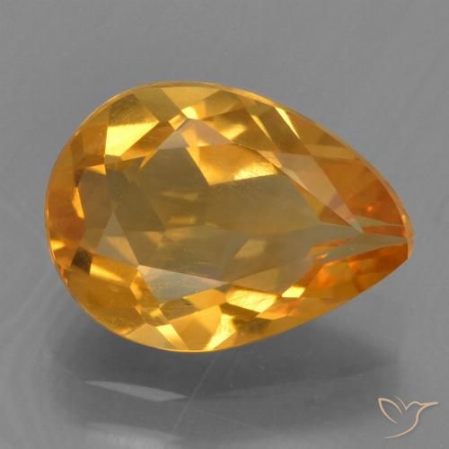 2.02ct Natural Naranja medio Citrino, En forma de pera, VS