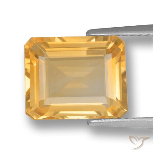 4.04ct Natural Dorado medio Citrino, corte esmeralda, VVS