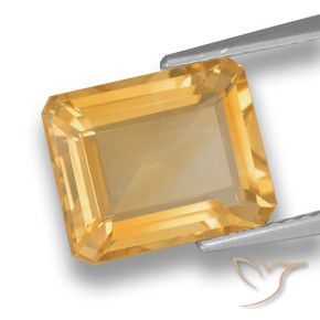 Citrino Dorado medio natural de 4.04 ct, Corte Octágono / Esmeralda, VVS