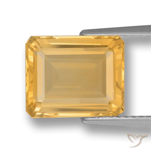 4.43ct Natural Dorado medio Citrino, corte esmeralda, VVS