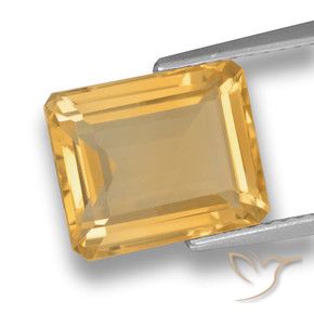 Citrino Dorado medio natural de 4.43 ct, Corte Octágono / Esmeralda, VVS