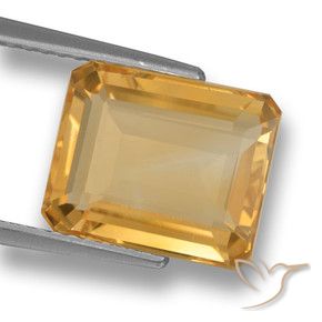 Citrino Dorado naranja claro medio natural de 4.27 ct, Corte Octágono / Esmeralda, VVS-VS