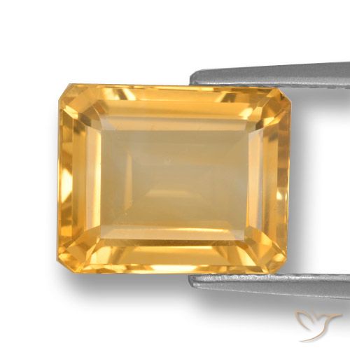 4.45ct Natural Dorado naranja claro medio Citrino, corte esmeralda, VVS-VS