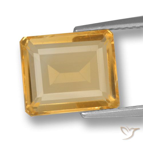 3.84ct Natural Dorado naranja Citrino, corte esmeralda, VVS-VS