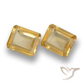 Gemas de Citrino Dorado medio natural de 6.77 ct, Corte Octágono / Esmeralda, VVS-VS