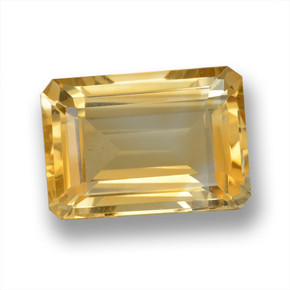 Citrino Dorado medio natural de 14.84 ct, corte esmeralda, VVS-VS