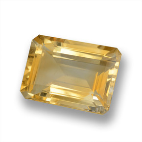 Citrino Dorado medio natural de 14.84 ct, corte esmeralda, VVS-VS