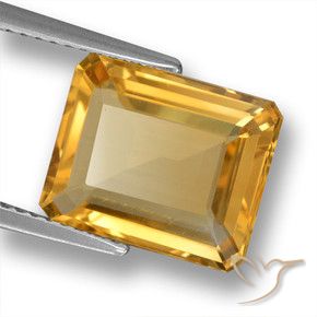 Citrino Dorado naranja claro medio natural de 4.84 ct, Corte Octágono / Esmeralda, VVS-VS