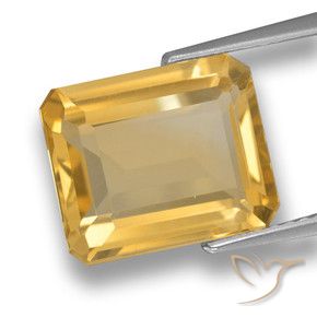Citrino Dorado medio natural de 4.96 ct, Corte Octágono / Esmeralda, VVS-VS