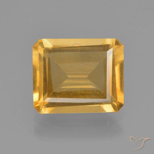 3.92ct Natural Naranja dorado intenso Citrino, corte esmeralda, VS