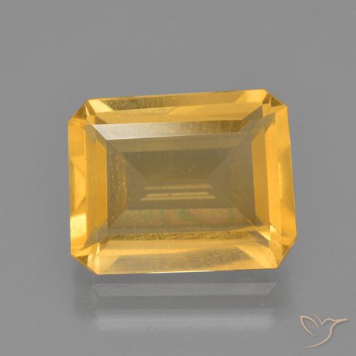 3.51ct Natural Naranja dorado intenso Citrino, corte esmeralda, VS