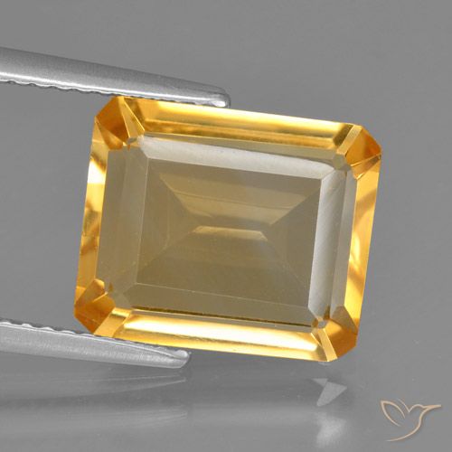 4.56ct Natural Dorado naranja Citrino, corte esmeralda, VVS-VS