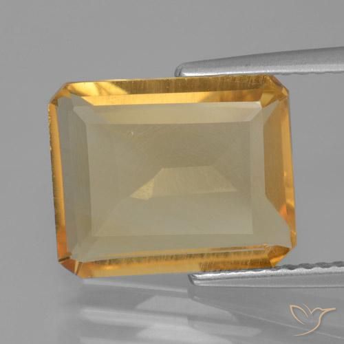4.23ct Natural Dorado naranja claro medio Citrino, corte esmeralda, VS
