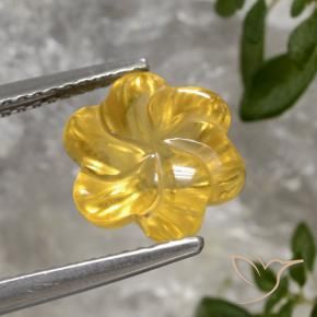 Citrino Dorado medio natural de 3.23 ct, Corte Flor, Transparente
