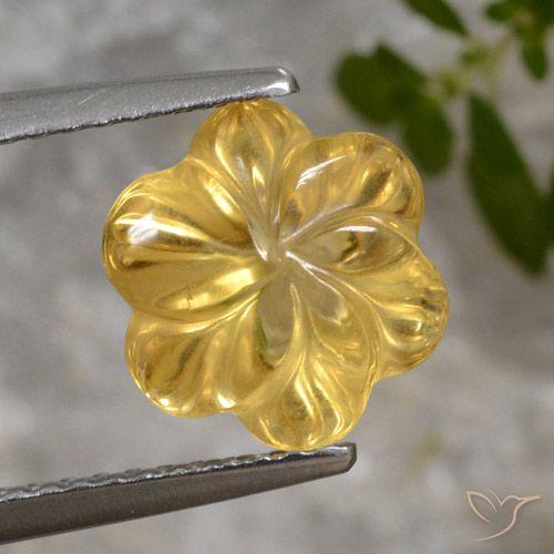 2.44ct Natural Dorado medio Citrino, Corte Flor, Transparente
