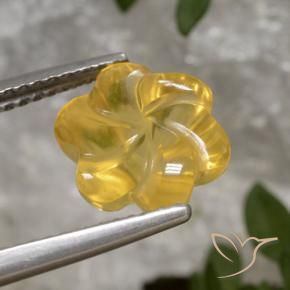 Citrino Dorado natural de 3.29 ct, Corte Flor, Transparente