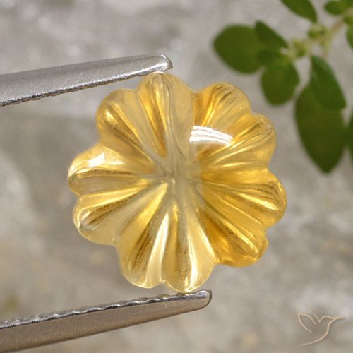 3.39ct Natural Dorado medio Citrino, Corte Flor, Transparente