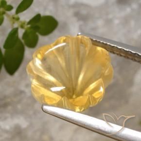 Citrino Dorado medio natural de 3.39 ct, Corte Flor, Transparente