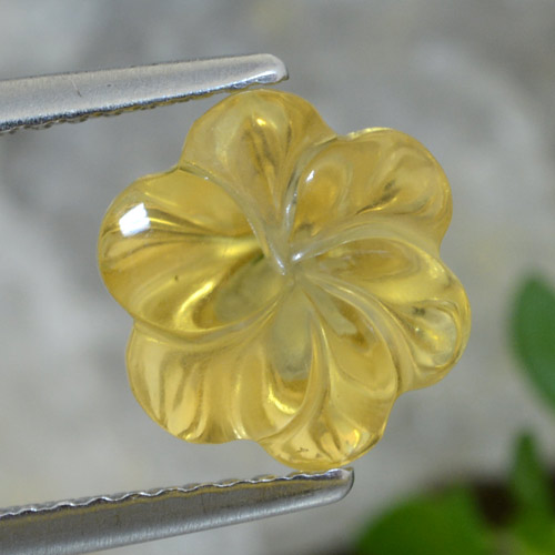 Citrino amarillo natural de 3,01 ct, corte flor, transparente