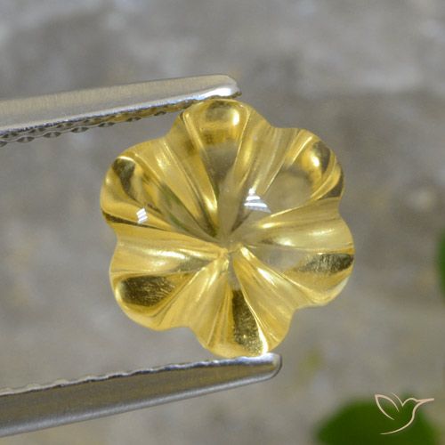 1.73ct Natural Dorado claro Citrino, Corte Flor, Transparente