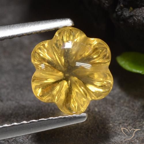 1.96ct Natural Dorado claro Citrino, Corte Flor, Transparente
