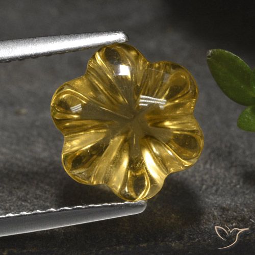 3.27ct Natural Amarillo púrpura Citrino, Corte Flor, Transparente