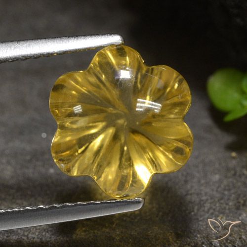 4.38ct Natural Naranja dorado Citrino, Corte Flor, Transparente