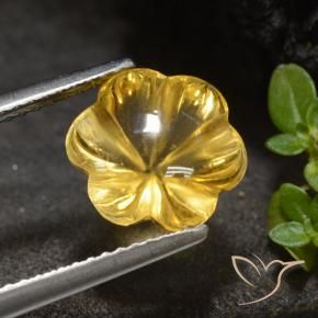 Citrino Dorado medio natural de 3.34 ct, Corte Flor, Transparente
