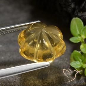 Citrino Dorado medio natural de 3.34 ct, Corte Flor, Transparente