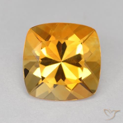 Citrino dorado natural de 3,47 ct, corte cojín, VVS