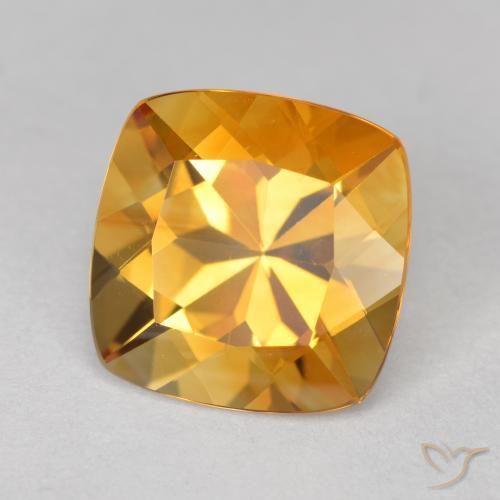 Citrino dorado natural de 3,47 ct, corte cojín, VVS
