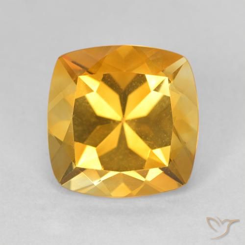 Citrino Dorado oscuro natural de 3.67 ct, Corte Cojín, VVS-VS