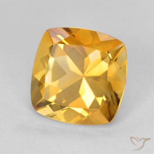 Citrino Dorado oscuro natural de 3.67 ct, Corte Cojín, VVS-VS