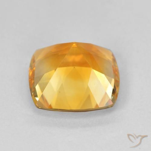 Citrino Dorado oscuro natural de 3.67 ct, Corte Cojín, VVS-VS