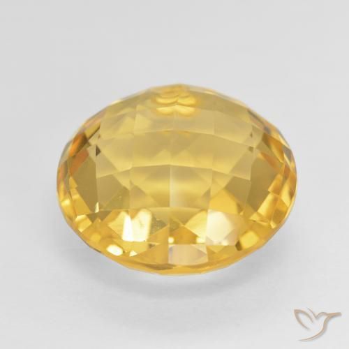 Citrino Dorado medio natural de 7.79 ct, Redondo, VVS