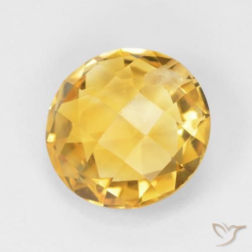 Citrino Medium Light Orange-Gold natural de 4.40 ct, Redondo, VVS