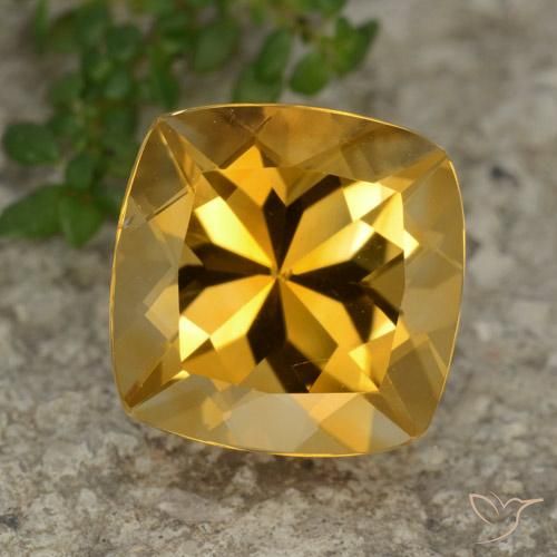 3.69ct Natural Naranja dorado intenso Citrino, Forma Cojín, VVS-VS
