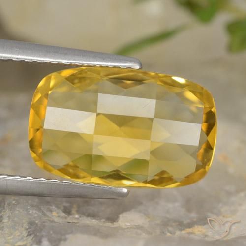 Citrino amarillo natural de 3,64 ct, corte cojín, VVS