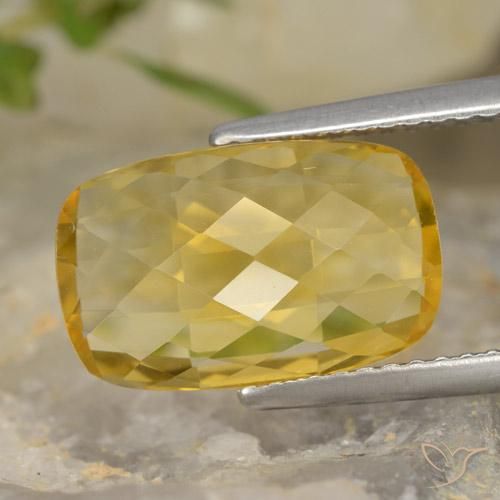 Citrino amarillo natural de 3,64 ct, corte cojín, VVS