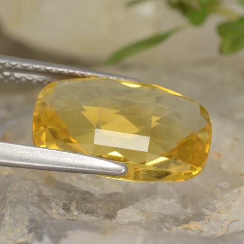 Citrino amarillo natural de 3,64 ct, corte cojín, VVS