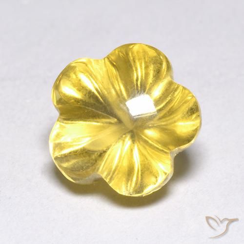 Citrino Amarillo medio natural de 2.38 ct, Corte Flor, Transparente