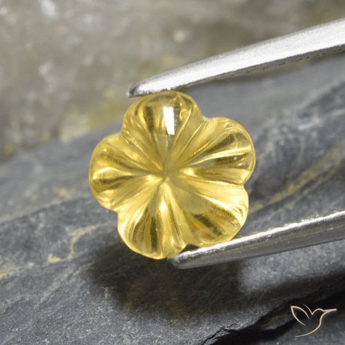 2.19ct Natural Amarillo-dorado claro Citrino, Corte Flor, Transparente
